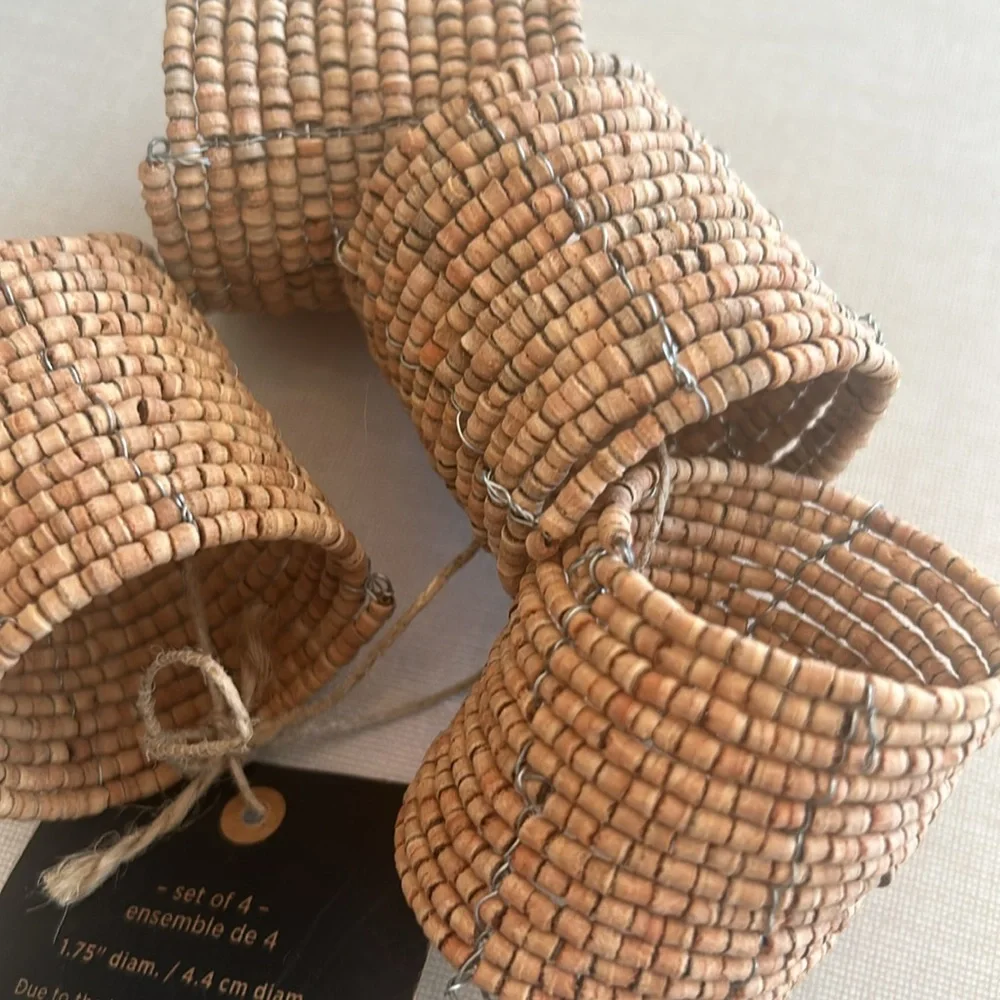 Wood beaded napkin rings from West Elm